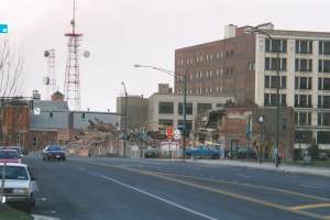 Closer shot of implosion site