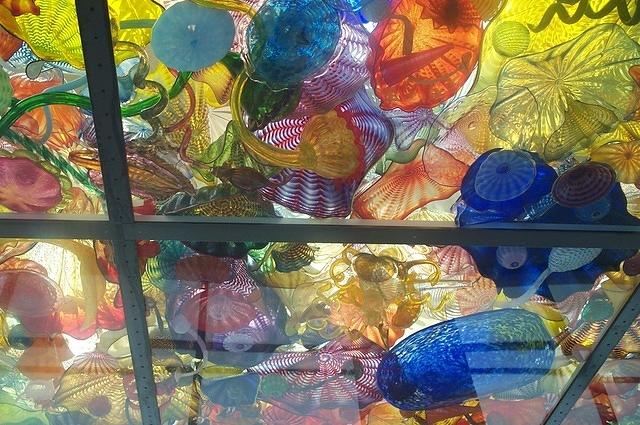 Overhead display on the Chihuly Glass Bridge